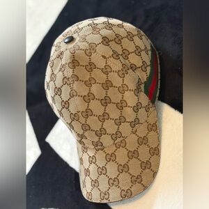 Gucci Tan and Brown Monogram Hat